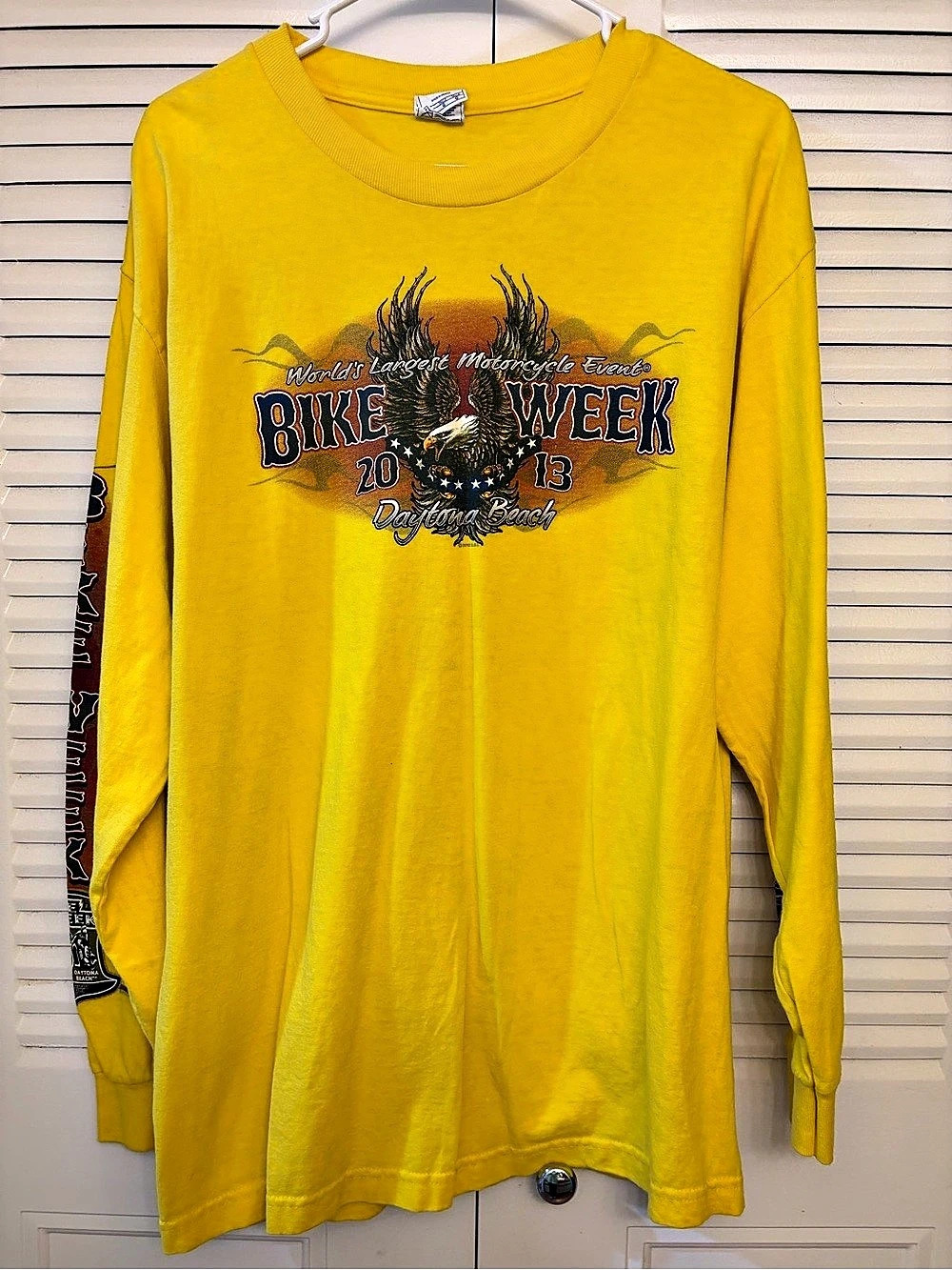 Alstyle Men's Long Sleeve Graphic Tee in Yellow Size Large NWT